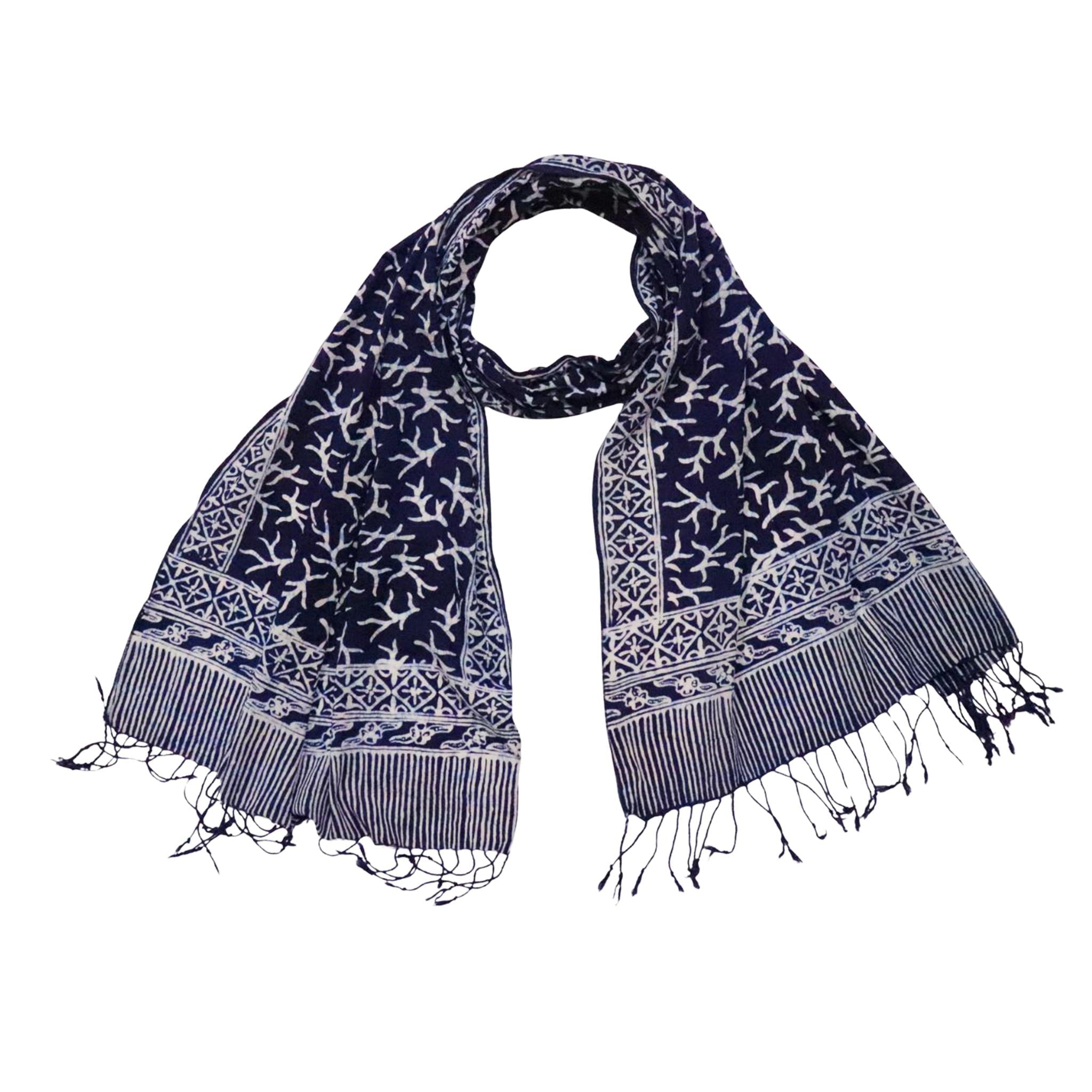 Handmade Batik Scarf - Soft Cotton - Mark, Blue - Che Cose Belle