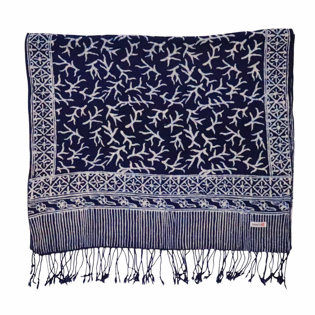 Handmade Batik Scarf - Soft Cotton - Mark, Blue - Che Cose Belle