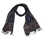 Handmade Batik Scarf, Soft Cotton, Midnight Autumn, Blue Black Navy, White - Che Cose Belle