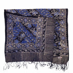 Handmade Batik Scarf, Soft Cotton, Midnight Autumn, Blue Black Navy, White - Che Cose Belle