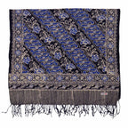 Handmade Batik Scarf, Soft Cotton, Midnight Autumn, Blue Black Navy, White - Che Cose Belle