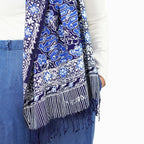 Handmade Batik Scarf, Soft Cotton, Midnight Autumn, Blue Black Navy, White - Che Cose Belle