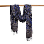 Handmade Batik Scarf, Soft Cotton, Midnight Autumn, Blue Black Navy, White - Che Cose Belle