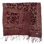 Handmade Batik Scarf, soft Cotton, Red White Cherish, Burgundy - Che Cose Belle
