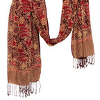 Handmade Batik Scarf, Soft Cotton, Sunlit Garden, Red Burgundy - Che Cose Belle