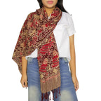 Handmade Batik Scarf, Soft Cotton, Sunlit Garden, Red Burgundy - Che Cose Belle