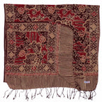Handmade Batik Scarf, Soft Cotton, Sunlit Garden, Red Burgundy - Che Cose Belle