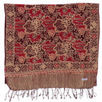 Handmade Batik Scarf, Soft Cotton, Sunlit Garden, Red Burgundy - Che Cose Belle