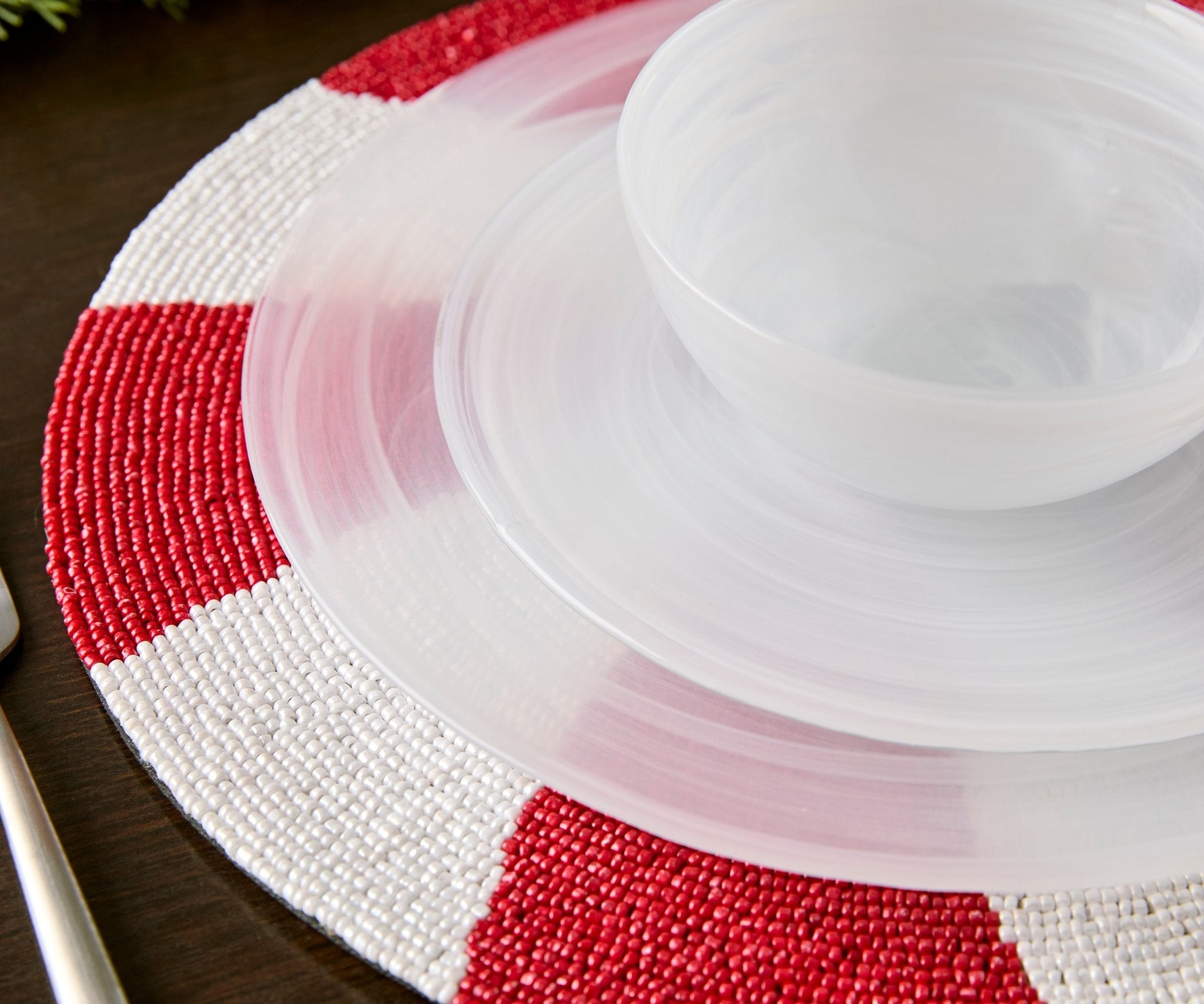 Handmade Beaded Candy Cane Placemat – Christmas Placemats, Beaded Candy Cane Placemat & Runner – Christmas Table Decor by Payton James - Che Cose Belle