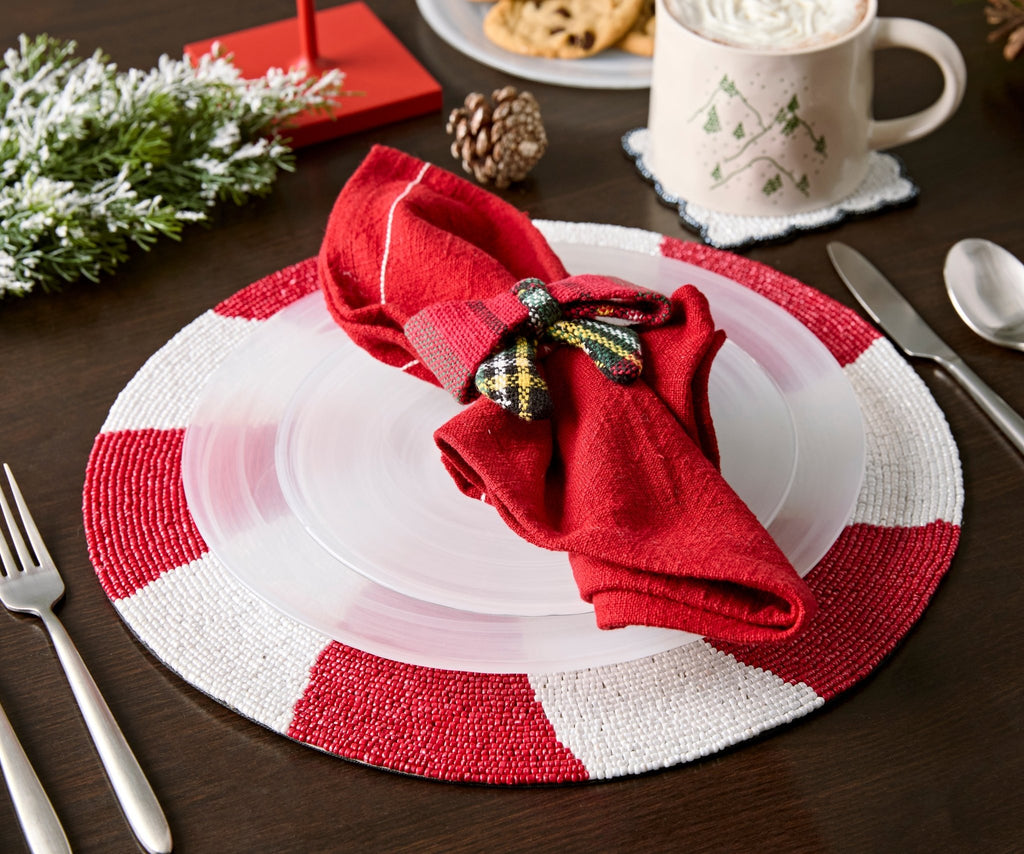 Handmade Beaded Candy Cane Placemat – Christmas Placemats, Beaded Candy Cane Placemat & Runner – Christmas Table Decor by Payton James - Che Cose Belle