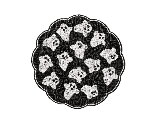 Handmade Beaded Ghost Placemat Halloween Table Decor Spooky Bead Table Mat Cute Ghost Centerpiece Goth Holiday Decoration - Che Cose Belle