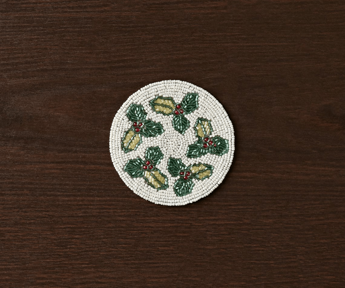 Handmade Beaded Holiday Coaster – Christmas Table Decor by Payton James - Che Cose Belle