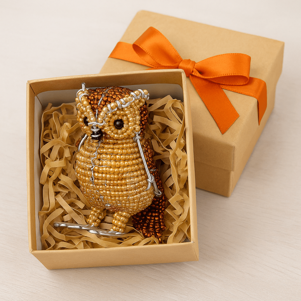Handmade Beaded minimal Owl Figurine – Haitian Artisan Home Décor. (set of 3). - Che Cose Belle