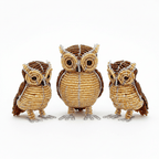 Handmade Beaded minimal Owl Figurine – Haitian Artisan Home Décor. (set of 3). - Che Cose Belle