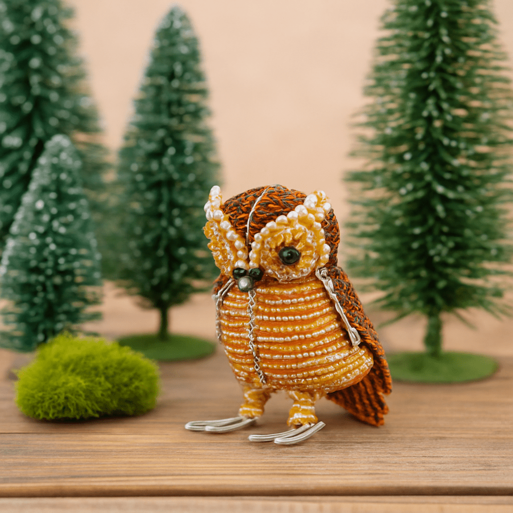 Handmade Beaded minimal Owl Figurine – Haitian Artisan Home Décor. (set of 3). - Che Cose Belle