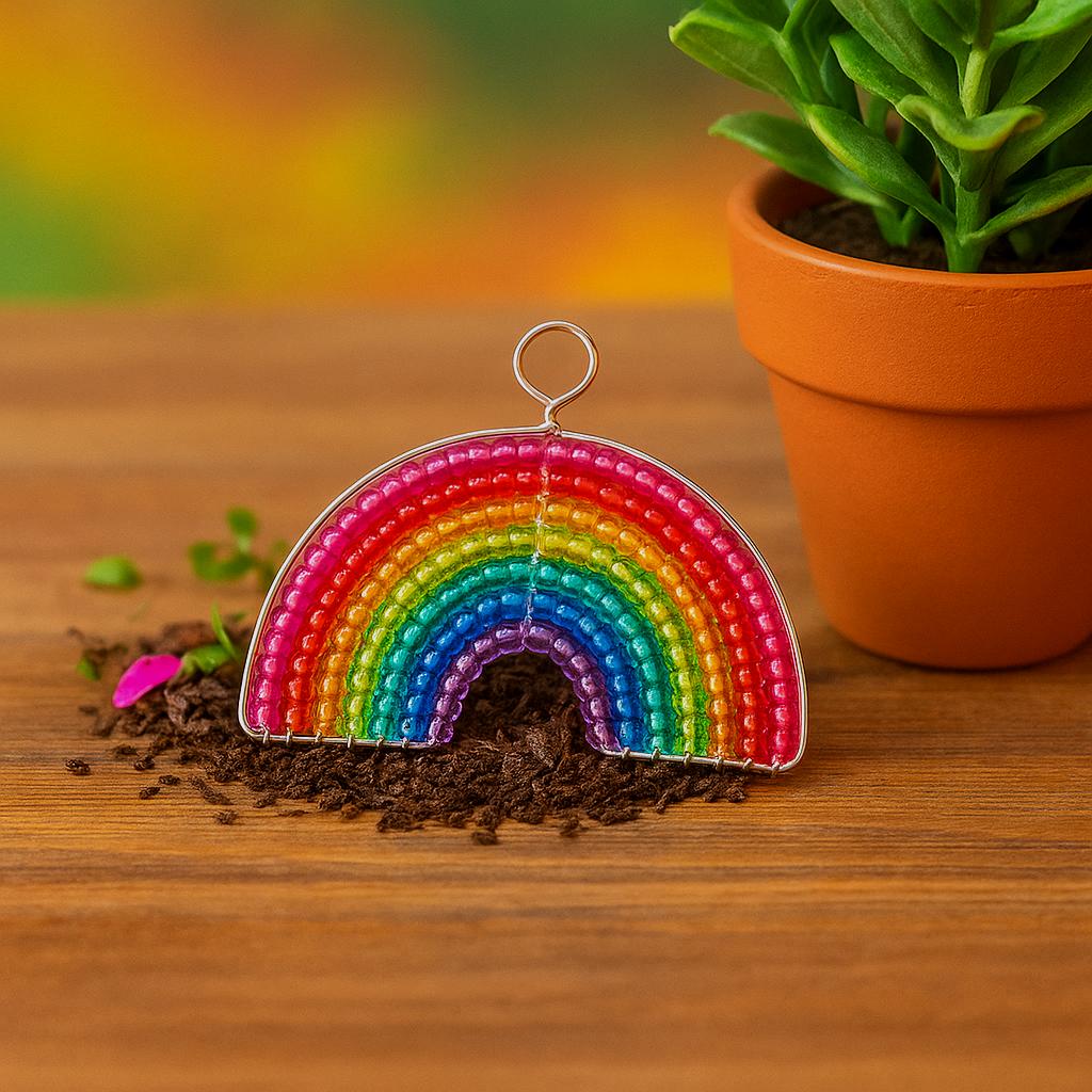 Handmade Beaded Rainbow Keyring – Haitian Artisan Keychain. (Set of 6) - Che Cose Belle