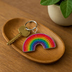 Handmade Beaded Rainbow Keyring – Haitian Artisan Keychain. (Set of 6) - Che Cose Belle