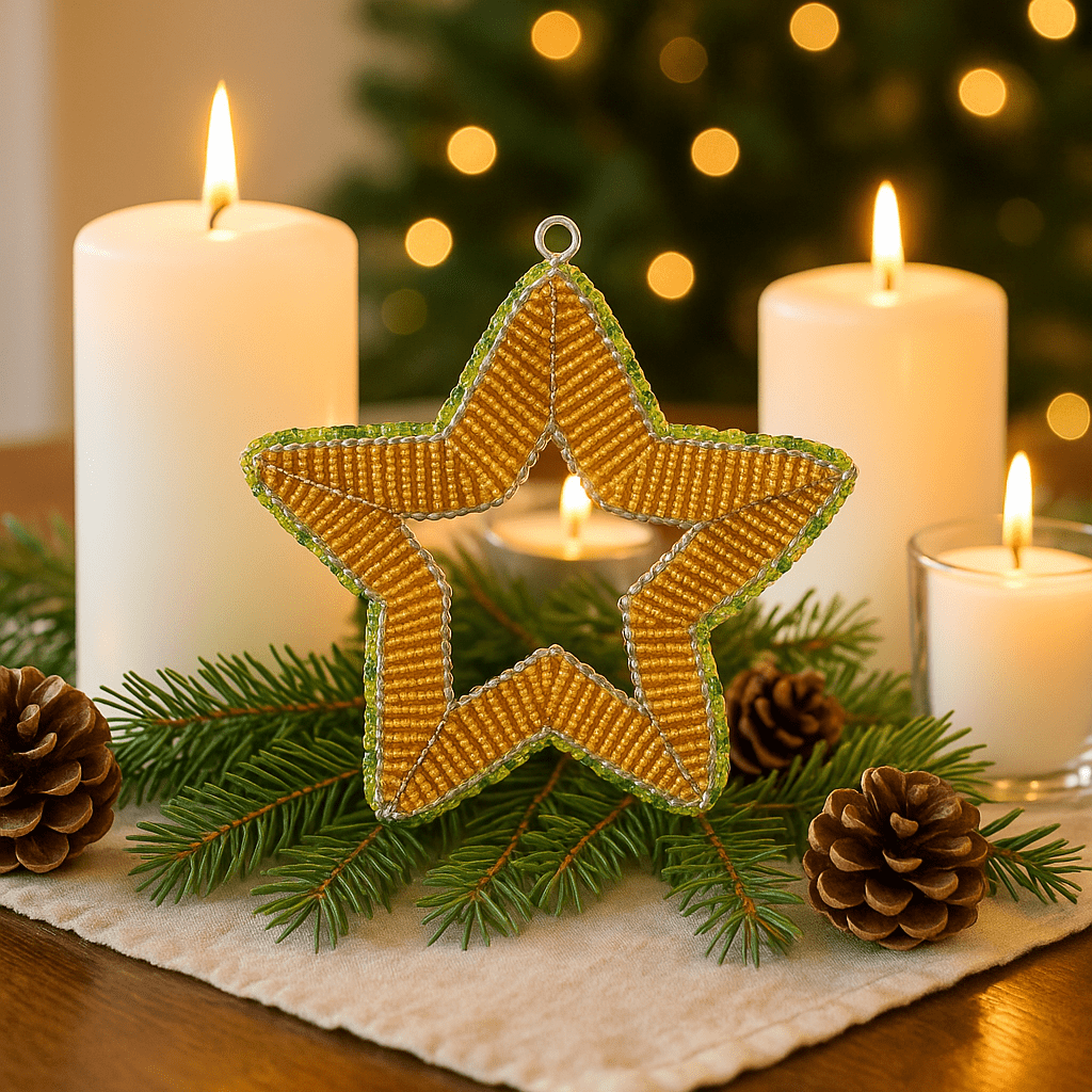 Handmade Beaded Star Ornament – Haitian Artisan Holiday Décor-Festive Christmas. (Set of 3, Asst) - Che Cose Belle