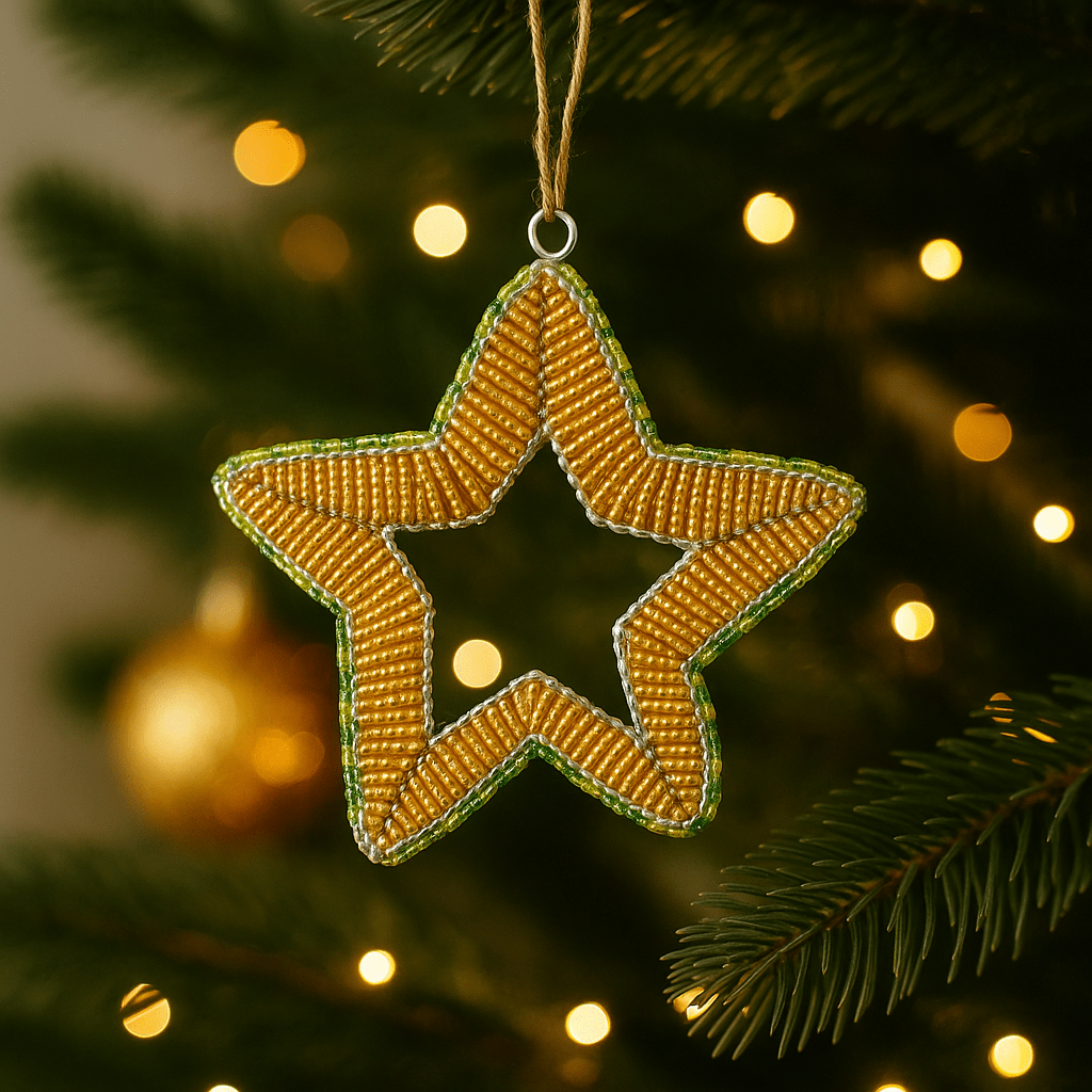 Handmade Beaded Star Ornament – Haitian Artisan Holiday Décor-Festive Christmas. (Set of 3, Asst) - Che Cose Belle