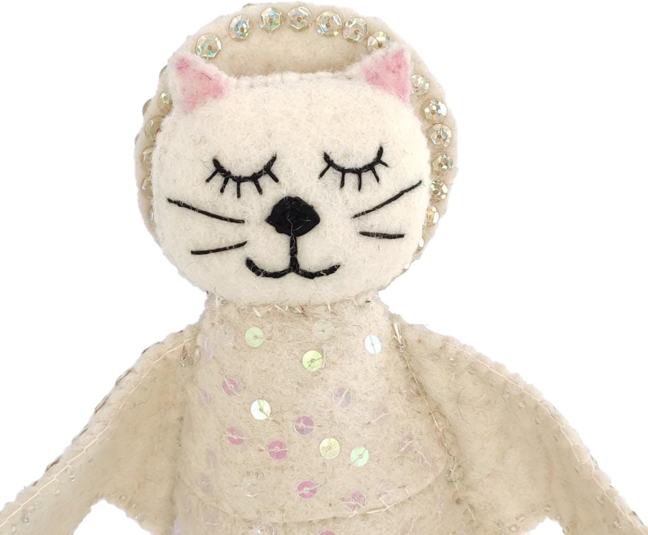 Handmade Cat Angel Felt Christmas Tree Topper Cream Arcadia Home - Che Cose Belle