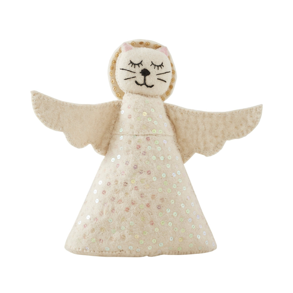 Handmade Cat Angel Felt Christmas Tree Topper Cream Arcadia Home - Che Cose Belle