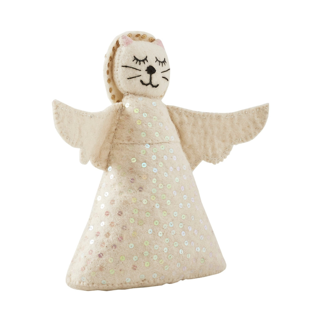 Handmade Cat Angel Felt Christmas Tree Topper Cream Arcadia Home - Che Cose Belle
