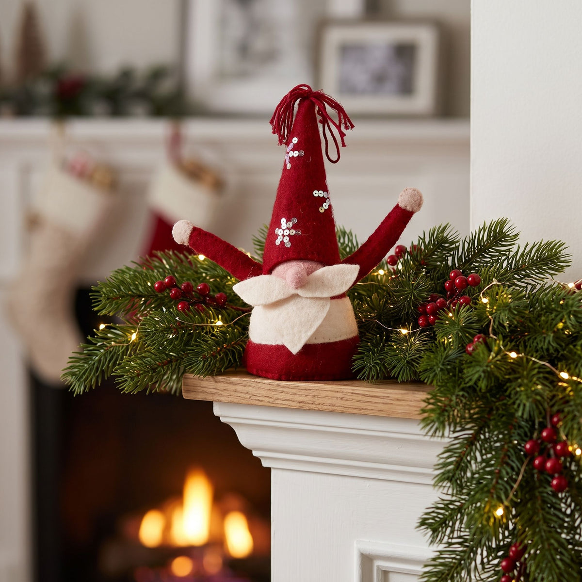 Handmade Christmas Gnome Tree Topper Hand Felted Wool Arcadia Home