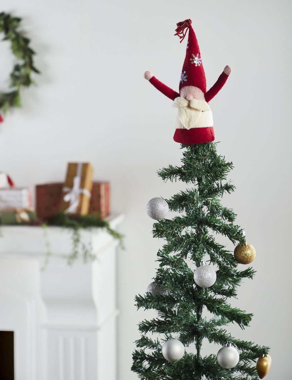 Handmade Christmas Gnome Tree Topper Hand Felted Wool Arcadia Home