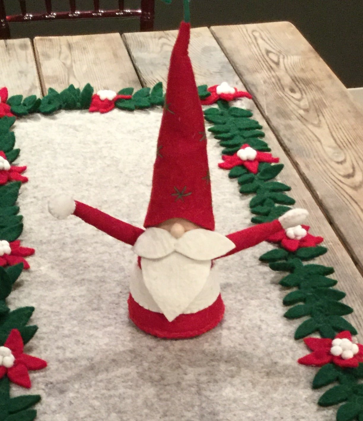 Handmade Christmas Gnome Tree Topper Hand Felted Wool Arcadia Home