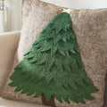 Handmade Christmas Pillow Hand Felted Wool - Green Tree Gray - 20" Arcadia Home - Che Cose Belle