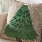 Handmade Christmas Pillow Hand Felted Wool - Green Tree Gray - 20" Arcadia Home - Che Cose Belle