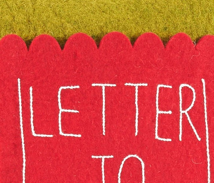 Handmade Christmas Pillow Hand Felted Wool - Letter to Santa Pocket Green - 18" Arcadia Home - Che Cose Belle