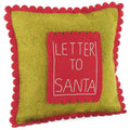 Handmade Christmas Pillow Hand Felted Wool - Letter to Santa Pocket Green - 18" Arcadia Home - Che Cose Belle