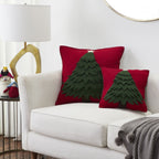 Handmade Christmas Pillow Hand Felted Wool - Tree Red - 20" / 14" Arcadia Home - Che Cose Belle