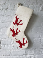 Handmade Christmas Stocking Cream Reindeer Red Arcadia Home