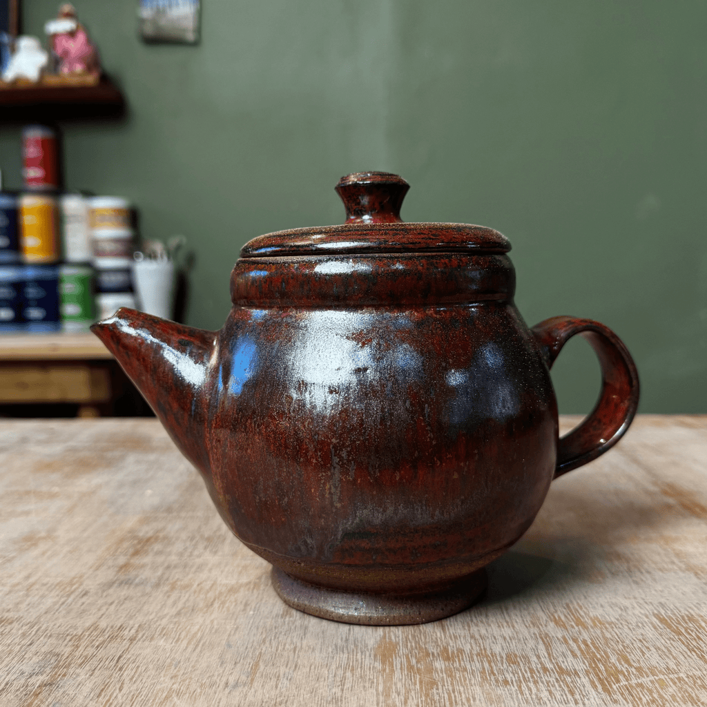 Handmade Copper Red Stoneware Teapot | Wheel-Thrown Ceramic Teapot - Che Cose Belle