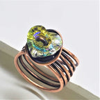 Handmade Copper Wire Wrapped Crystal Heart Glam Ring by Alexa Martha - Che Cose Belle
