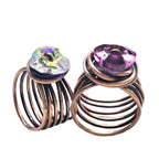 Handmade Copper Wire Wrapped Crystal Heart Glam Ring by Alexa Martha - Che Cose Belle