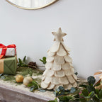 Handmade Cream Tabletop Christmas Tree Hand Felted Wool Arcadia Home