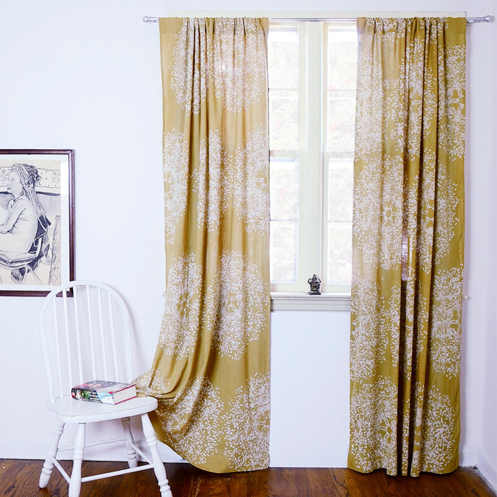 Handmade Curtain, 84 - inch Long Cotton Panel - Forest Tree - Che Cose Belle