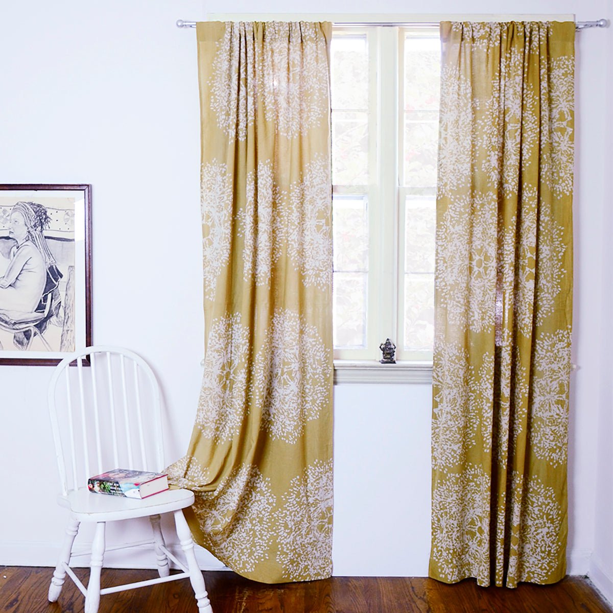 Handmade Curtain, 84 - inch Long Cotton Panel - Forest Tree - Che Cose Belle