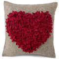 Handmade Cushion Cover Hand Felted Wool - Red Heart Gray - 20" Arcadia Home - Che Cose Belle
