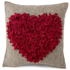 Handmade Cushion Cover Hand Felted Wool - Red Heart Gray - 20" Arcadia Home - Che Cose Belle