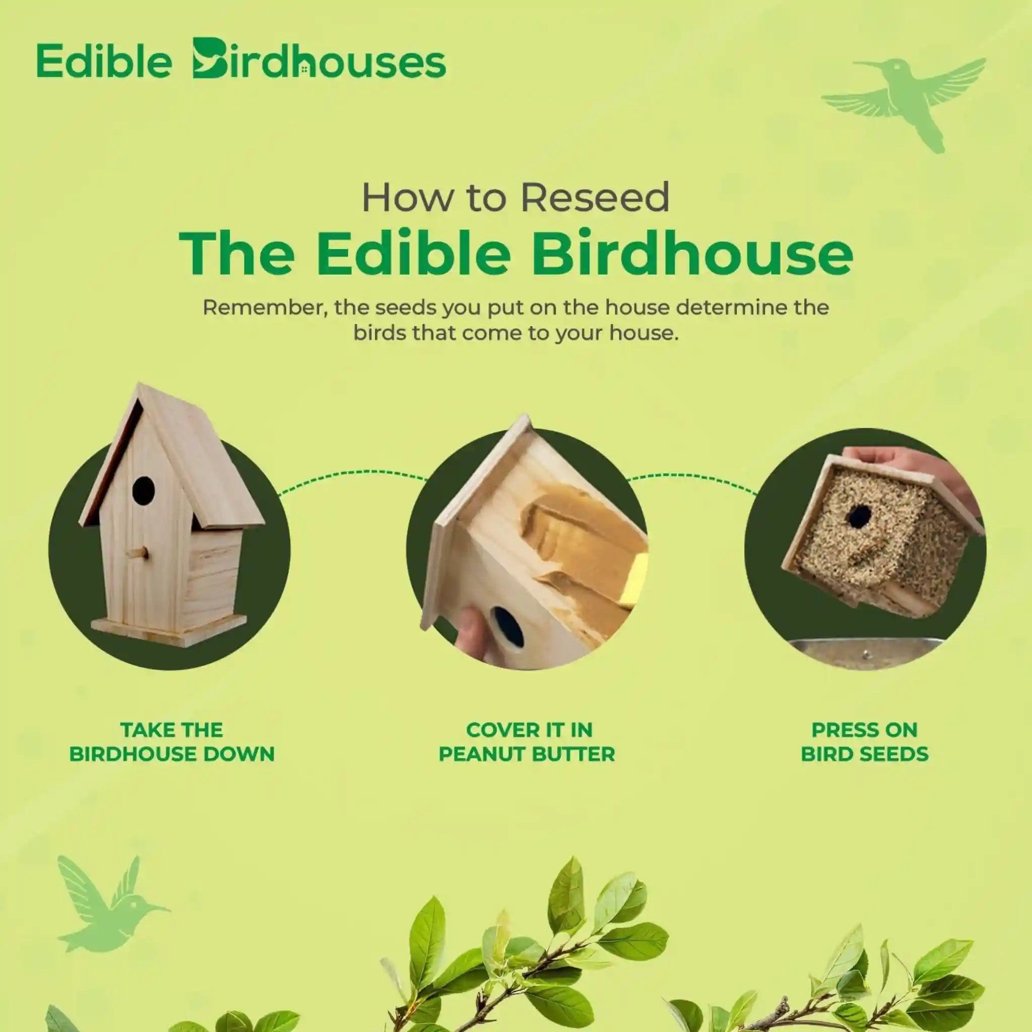 Handmade Edible Birdhouse - Dark Roof, Short Birdhouse Covered in Bird Seeds - Che Cose Belle