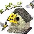 Handmade Edible Birdhouse - Dark Roof, Short Birdhouse Covered in Bird Seeds - Che Cose Belle