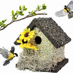 Handmade Edible Birdhouse - Dark Roof, Short Birdhouse Covered in Bird Seeds - Che Cose Belle