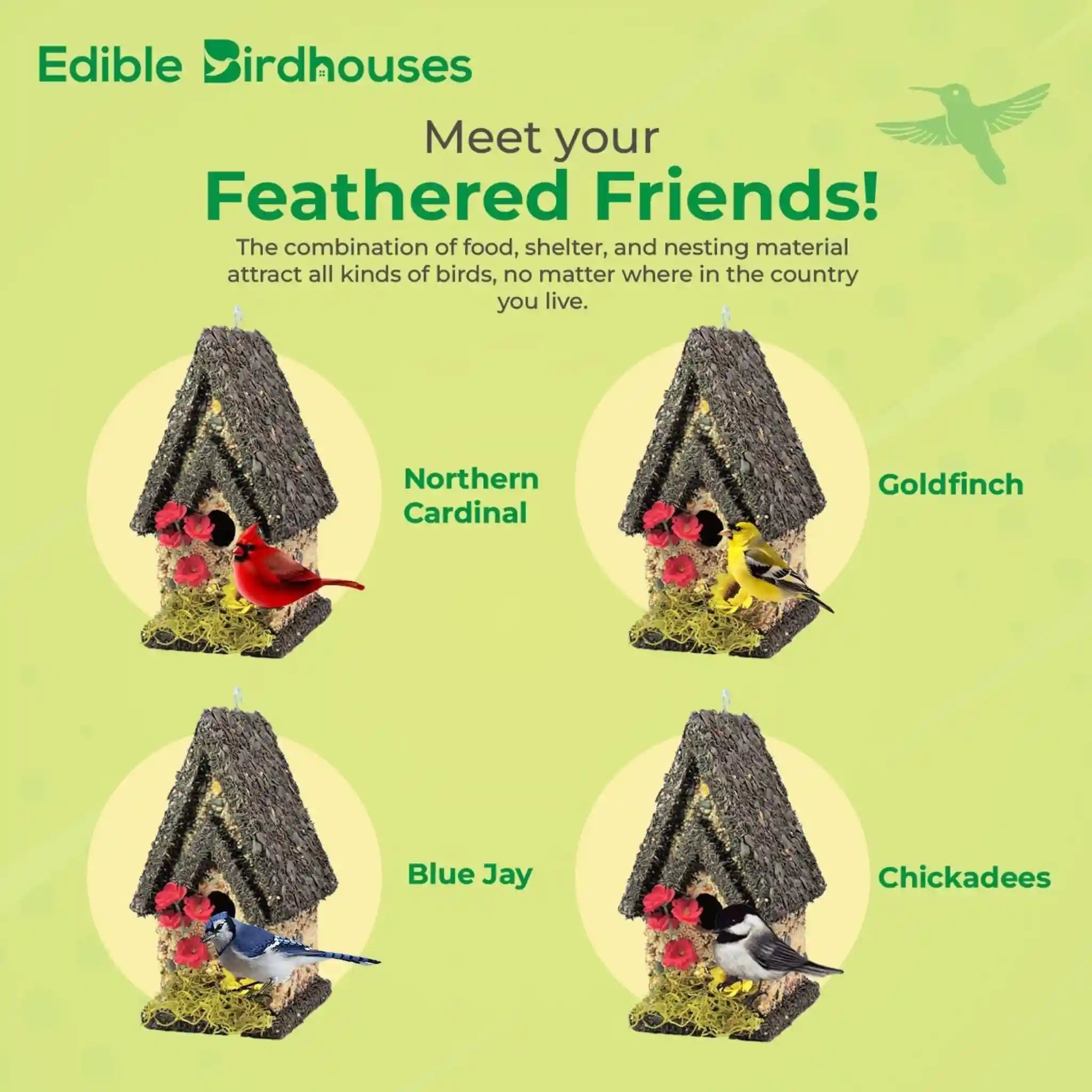 Handmade Edible Birdhouse - Dark Roof, Tall Birdhouse Covered in Bird Seeds - Che Cose Belle