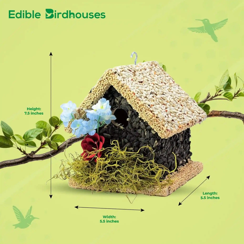 Handmade Edible Birdhouse - Light Roof, Short Birdhouse Covered in Bird Seeds - Che Cose Belle