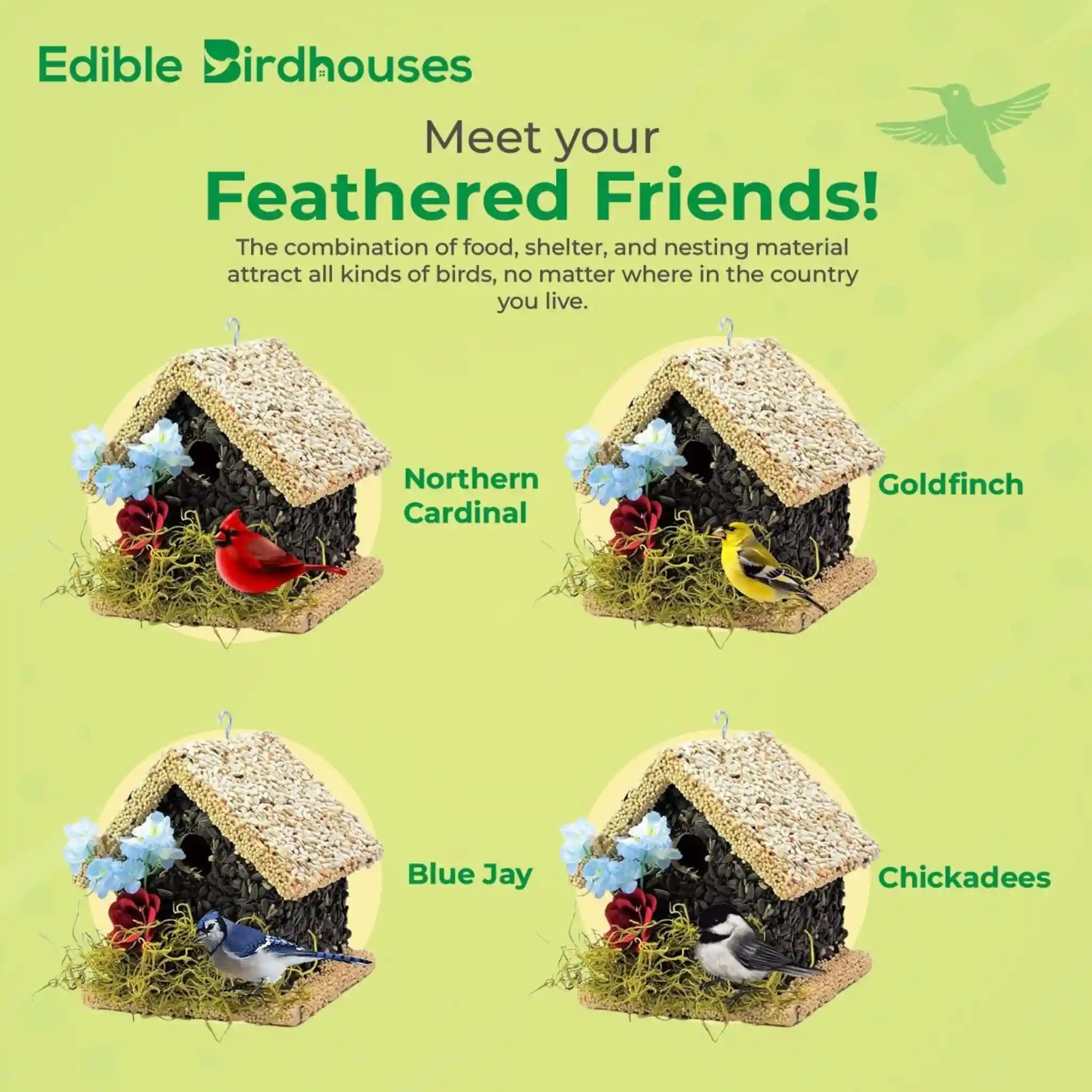 Handmade Edible Birdhouse - Light Roof, Short Birdhouse Covered in Bird Seeds - Che Cose Belle
