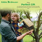 Handmade Edible Birdhouse - Light Roof, Short Birdhouse Covered in Bird Seeds - Che Cose Belle